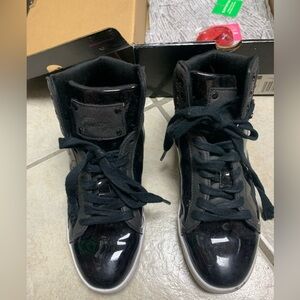 Adult Size 7 Pastry Black Patent leather Hip Hop Jazz Sneakers Dance Shoes W/box